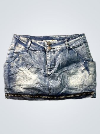 Mingtou Damen Jeans-Minirock mit Kettendetail