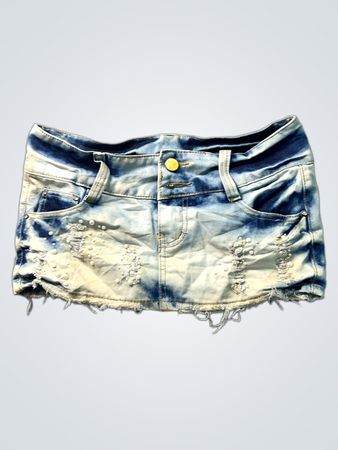 Jeans-Minirock mit Used-Look und Perlen