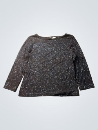 Connected Apparel Women's Black Sparkle Long Sleeve Top