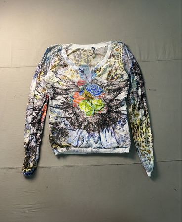 Le Foule Monde V-Ausschnitt Pullover mit Print
