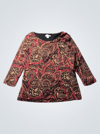 Croft & Barrow Women's Paisley Print 3/4 Sleeve Top