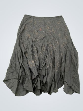 Damen Midirock mit schwarzem Blumenmuster
