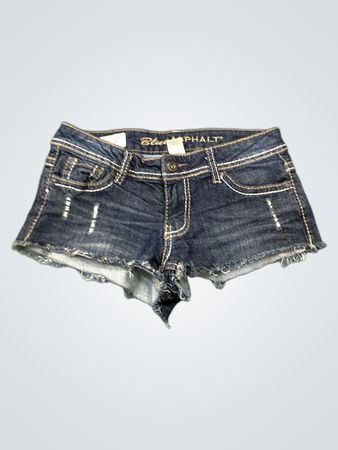 Blaues Asphalt-Jeansshorts mit Used-Look