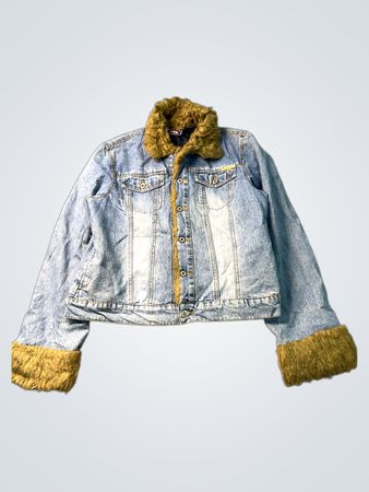 OTB Jeansjacke mit Pelzbesatz