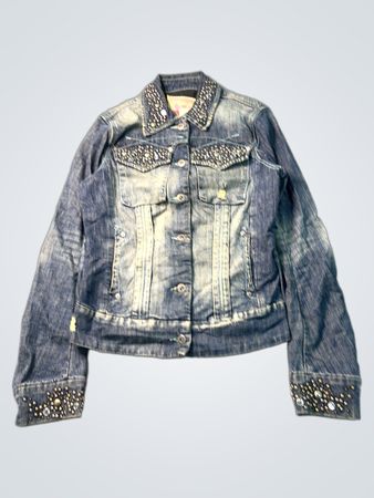 Pink Dolphin verzierte Jeansjacke