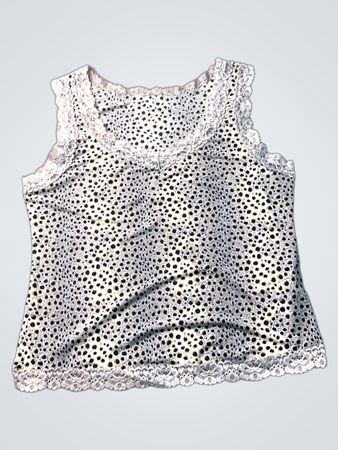 Ärmelloses Top mit Spitzenbesatz und Dalmatinerprint