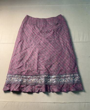 Monsoon Damen Tweed-Rock in A-Linie mit verziertem Saum (lila)