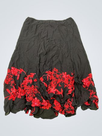 Dressbarn schwarzer Midirock mit floralem Muster