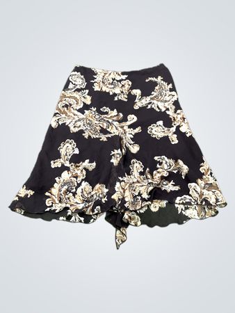 Worthington Damen Rock in Braun mit Blumenmuster, Midi-Länge und vorn gebunden, Größe 8