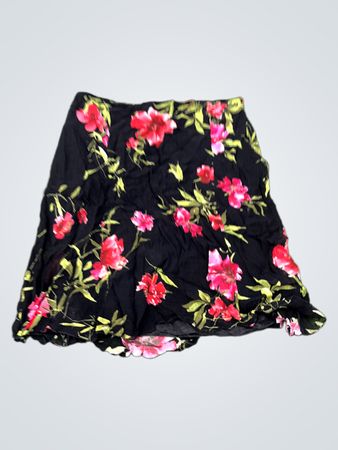 CHR Black Floral Print Mini Skirt