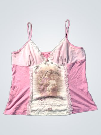 Rosa Camisole mit religiösem Motiv