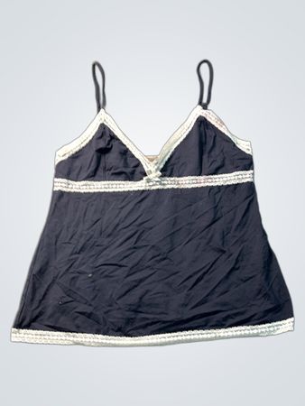 Mnq Basics Marineblaue Camisole mit weißer Spitzenborte