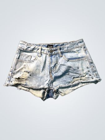 6CM Nieten Zerrissene Denim-Shorts