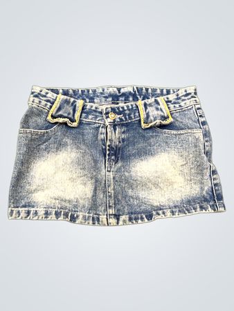 Blauer Jeans-Minirock mit Strassverzierungen