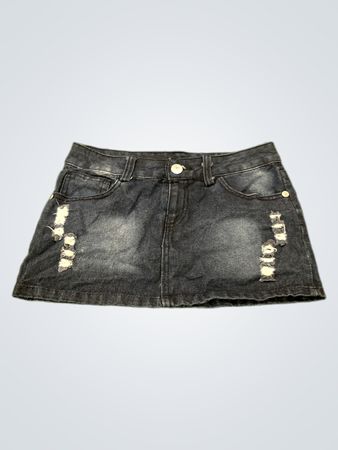 Denim-Minirock mit distressed Details
