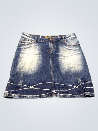 New Look Blue Denim Minirock mit verzierten Taschen