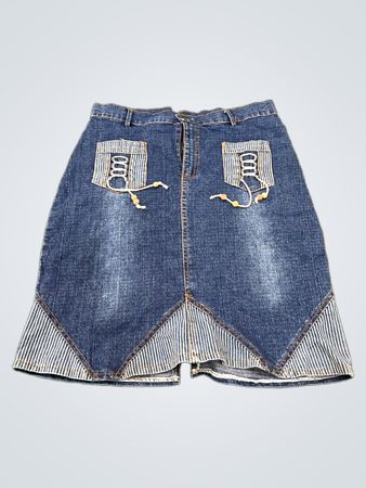Jeansrock mit gestreiften Akzenten