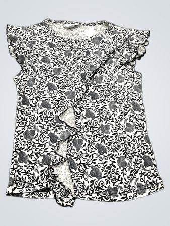 REQUEST Women's Black & White Floral Print Top