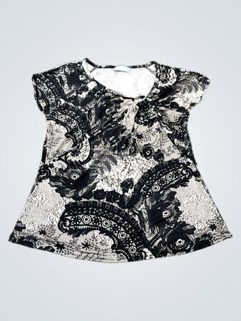 fashion express Damenoberteil mit schwarzem und weißem Paisley-Muster