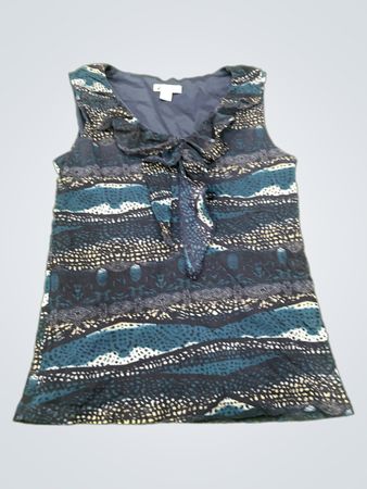 Rockmans Damen ärmellose Bluse mit Rüschenkragen und vorne gebundenem Schlitz