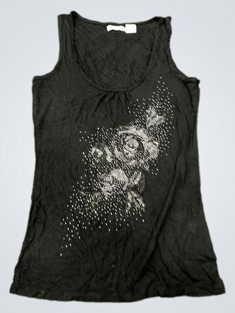 Redoute Creation schwarzes Tanktop mit Blumenmotiv aus Strasssteinen