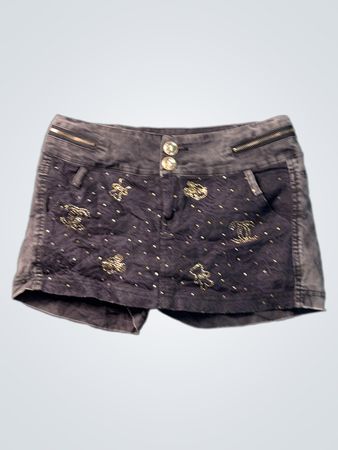 Denim-Shorts mit Verzierungen