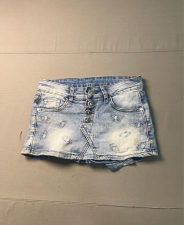 Jeansrock mit Augenmuster