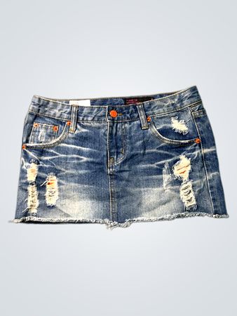 B ADDS TWO Rissiger Denim-Minirock