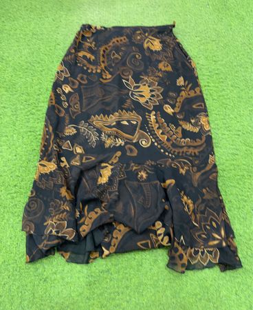 West End Women's Schwarzer & Brauner Print Stufiger Rüschrock Größe M