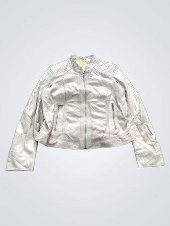 Giacca in pelle beige chiaro