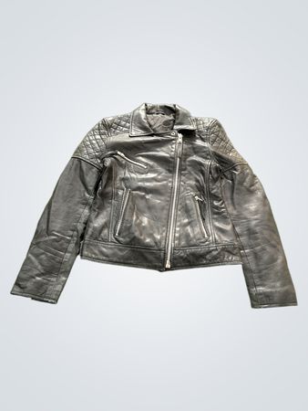 Veste moto en cuir noir