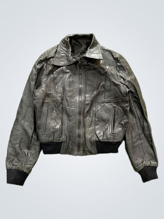 Veste aviateur en cuir noir