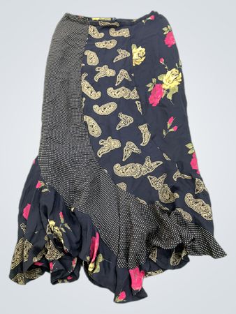 Gonna's Design Gonna midi nera con stampa floreale e cachemire