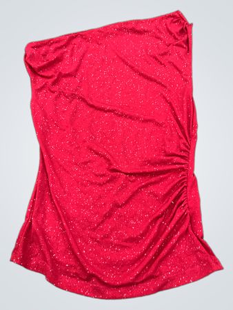 Red Glitter One Shoulder Top