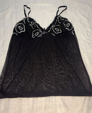 Benotti Black Lace Trim Babydoll Lingerie