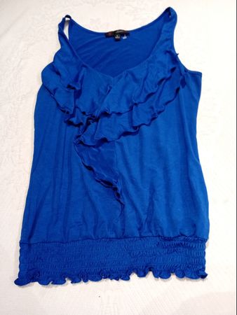 Blue Ruffle Tank Top