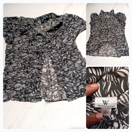 Chemisier imprimé noir et blanc Worthington