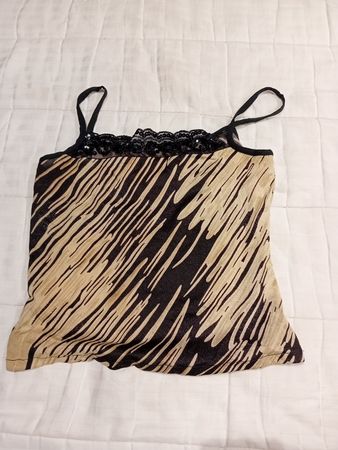 Animal Print Lace Trim Cami Top