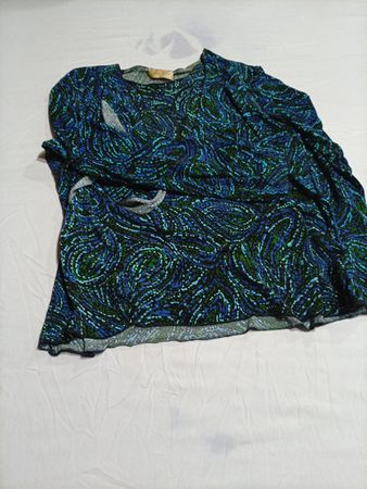 Studio Works Blue Green Patterned Top