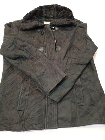 Liz Claiborne Black Fur Collar Toggle Coat