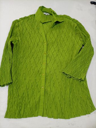 Green Pleated Shirt Dress