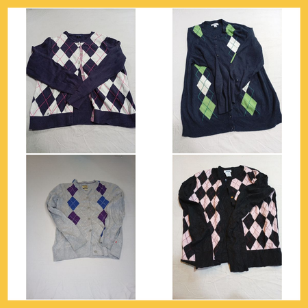 Argyle Cardigan Bundle - Lands' End, Croft & Barrow, Bass & More - 10 Piece Sweater Lot