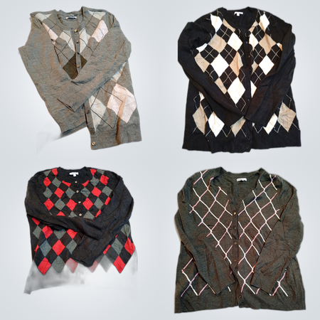 Croft & Barrow Argyle Cardigan Sweater Bundle 10pcs Grau Karierte