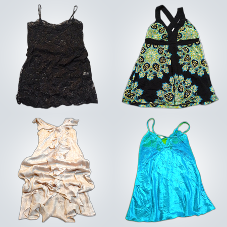 American Chi Wear & DKNY Bundle: 8-Piece Mix Printed Blouses, Slip Dresses & Flannel Shirts