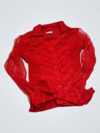 Blouse rouge transparente