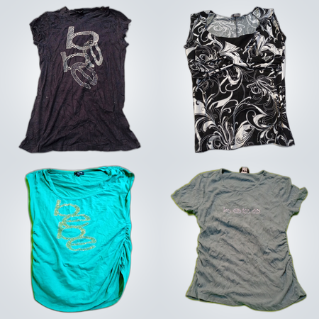 bebe & More Top Brands Printed Tops & Leather Jacket Bundle Lot 8