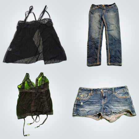 EKOLER & Amethyst Bundle: Lace Camisoles & Denim Shorts Set