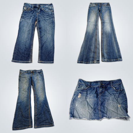 Lot de denim légèrement utilisé : Dereon, Express, Vigoss et autres jeans et jupe