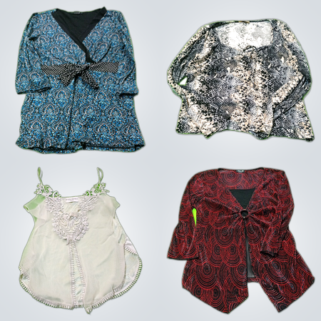Roxy & Designer Blouse Bundle: 10 Pc Women's Fashion Mix Lot
