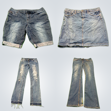 Roz & Ali, Hydraulic, Converse Denim Bundle - Conjunto de 7 Peças de Calças Flare, Retas, Skinny e Shorts